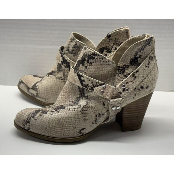 Fergalicious by‎ Fergie Chucky Women's Size 7 Snakeskin Ankle Boots Boho - Picture 5 of 9